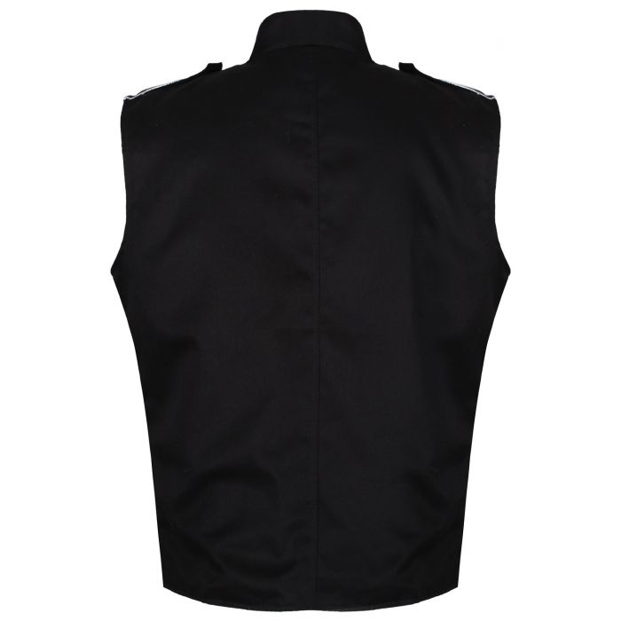 Men's Military Hussar Sleeveless Black Vest Black & Silver Jacket Usa