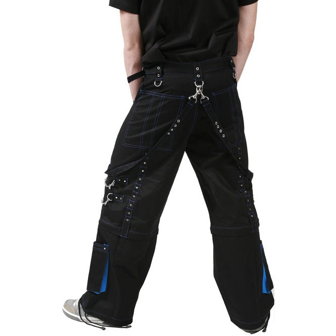 Men Handmade Gothic Bondage Trouser Blue Thread Cyber Pant Punk Shorts Metal Studs Pants/Gothic Pant