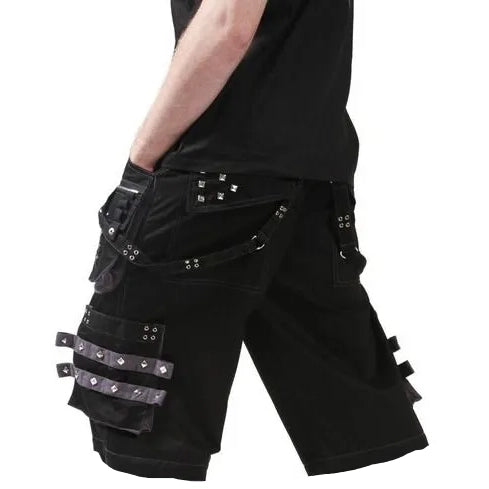 Gothic Men's Black Grey Men Short Gothic Cotton Studs Metal Punk