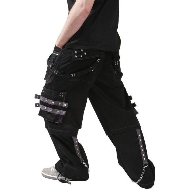 Gothic Men's Black Grey Men Trousers Gothic Cotton Studs Metal Punk