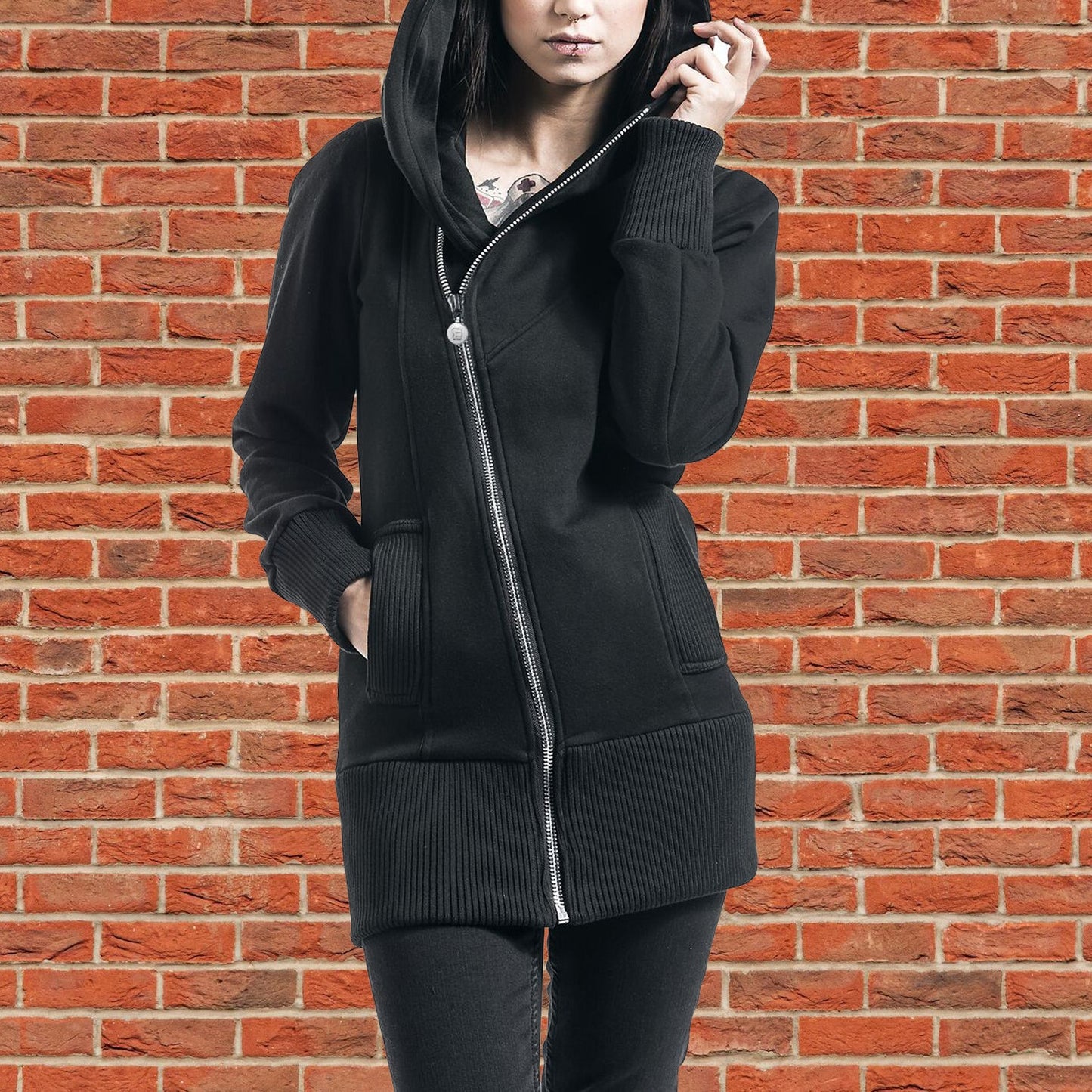 Gothic Zip Case Hooded zip black