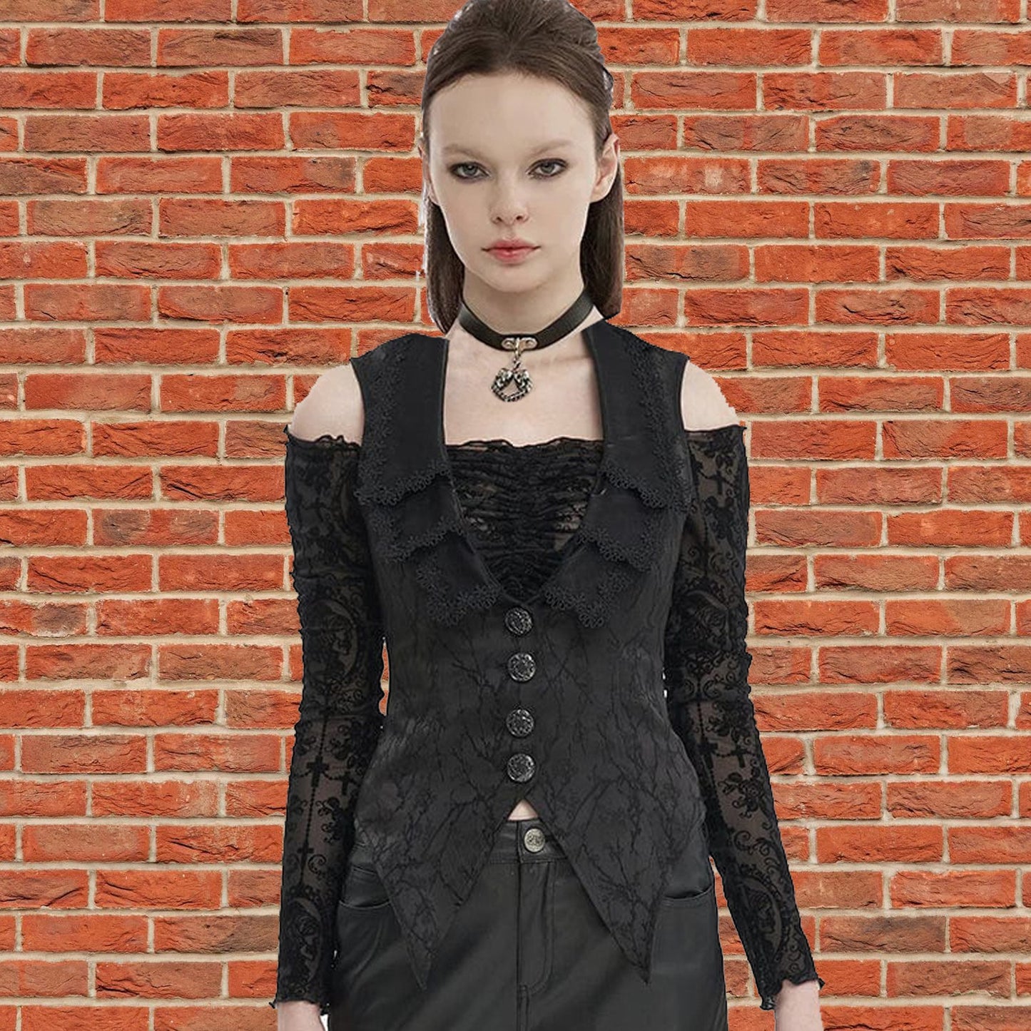 Women's Gothic Floral Embroidered Swallow-tailed Vest