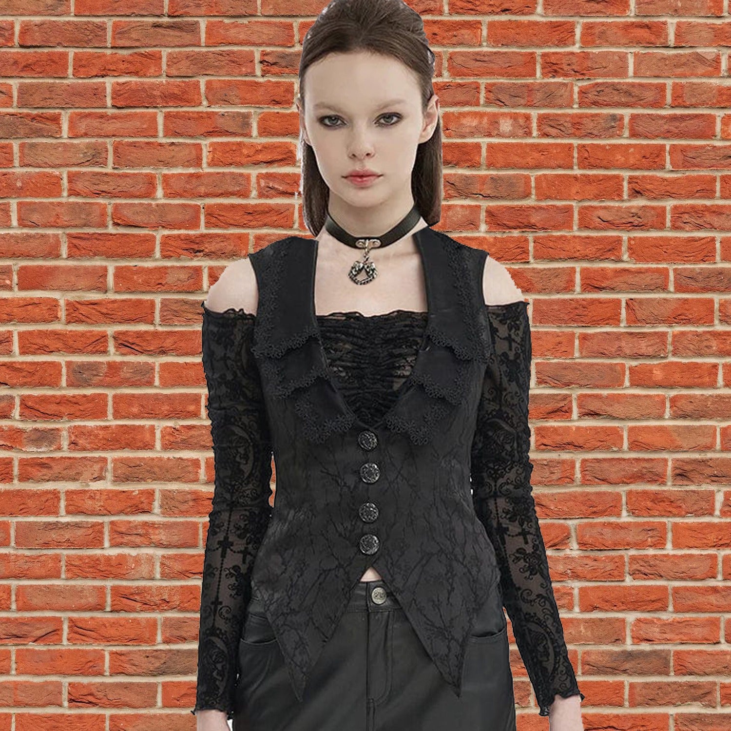 Women's Gothic Floral Embroidered Swallow-tailed Vest