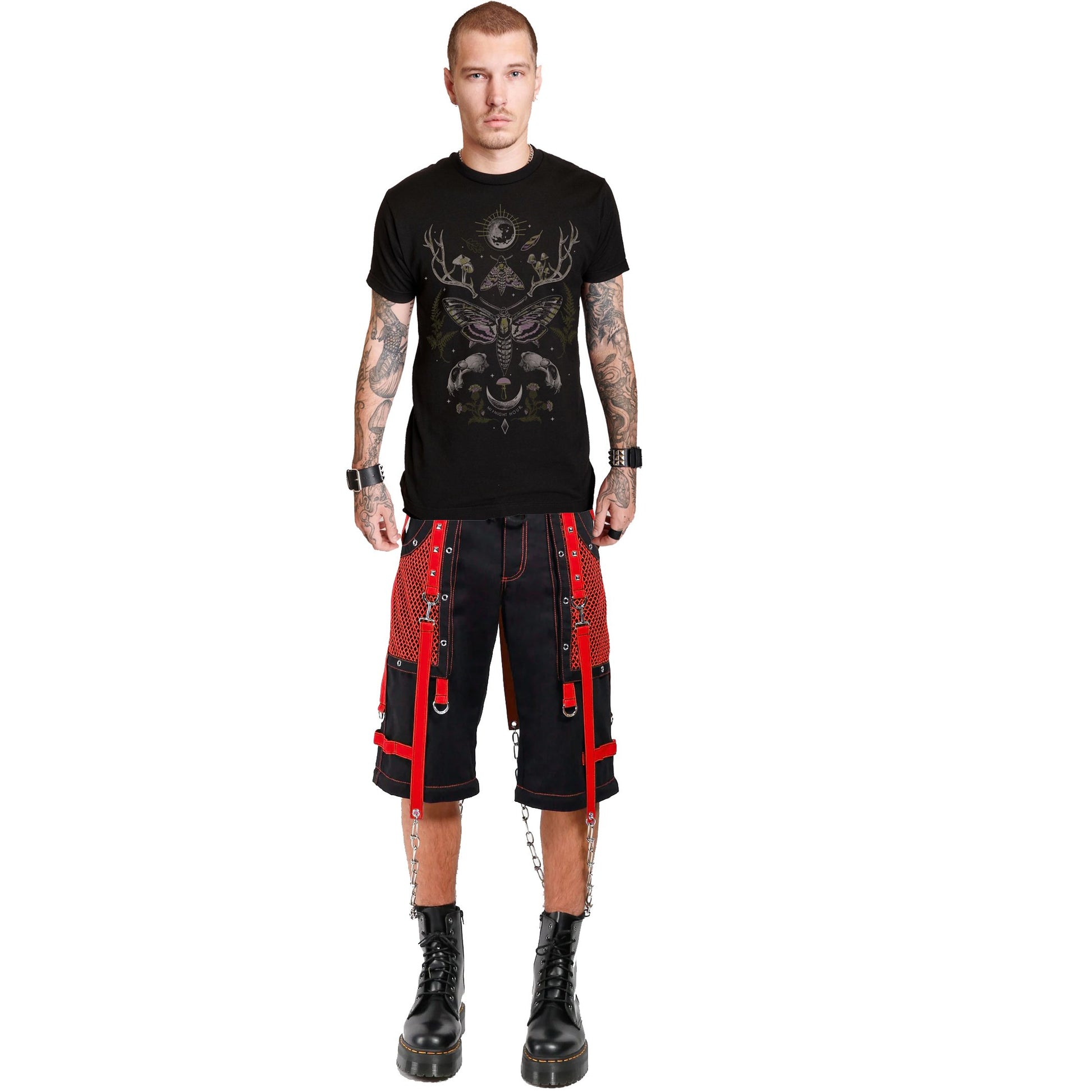 GOTHIC SYMBOL TRIPP SHORTS RED