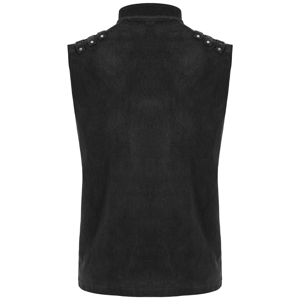 Gothic Mens Dark Gothic Zip Up Tank Top Vest