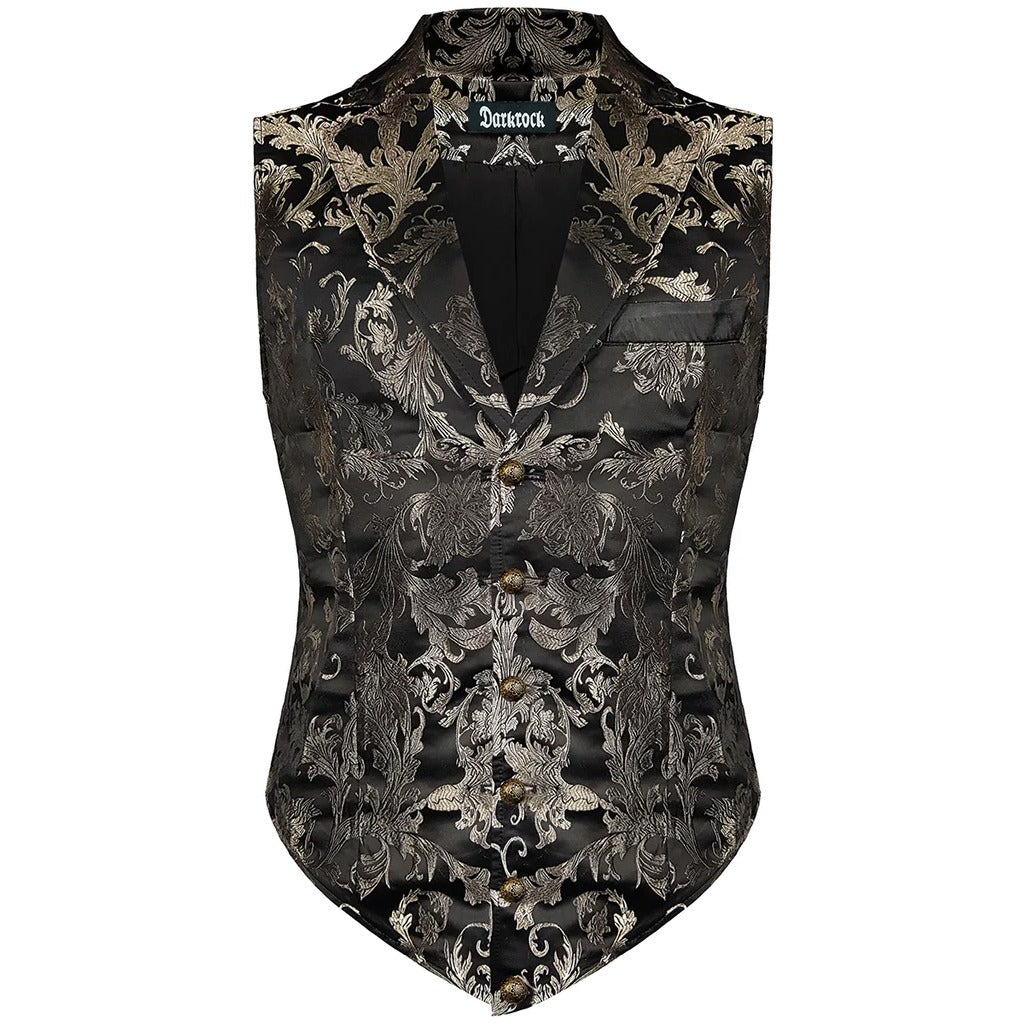 Gothic Devil Fashion Aristocrat Men's Waistcoat Vest Black & Amp Gold