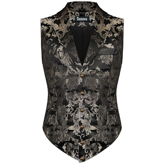 Gothic Devil Fashion Aristocrat Men's Waistcoat Vest Black & Amp Gold