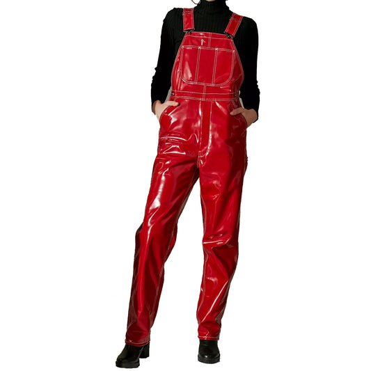 Women Vinyl Red Jumpsuit Romper Play Suit PVC