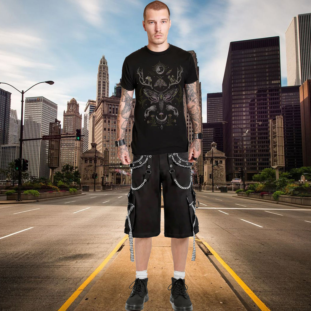 Gothic Men's Peep Dark Street Shorts White