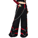 Gothic Bondage Black/Red Big Skull Women Pant Alternative Punk Rock Emo Trouser Pant Shorts/USA