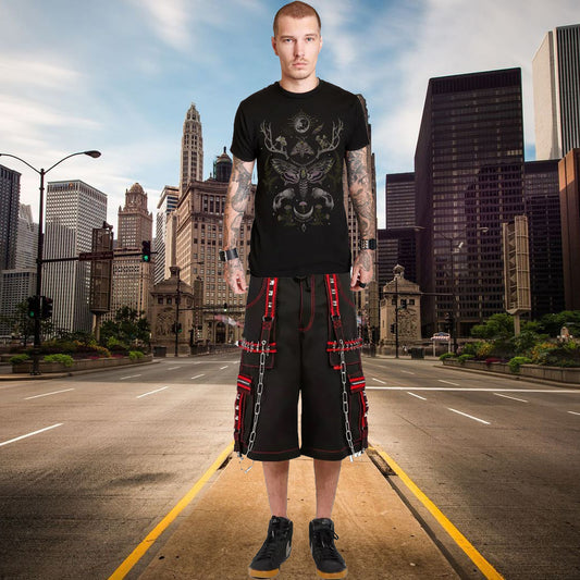 Gothic Extreme Bondage Skater Gothic Punk Rocker Cyber Gothic Steampunk Biker Emo Shorts