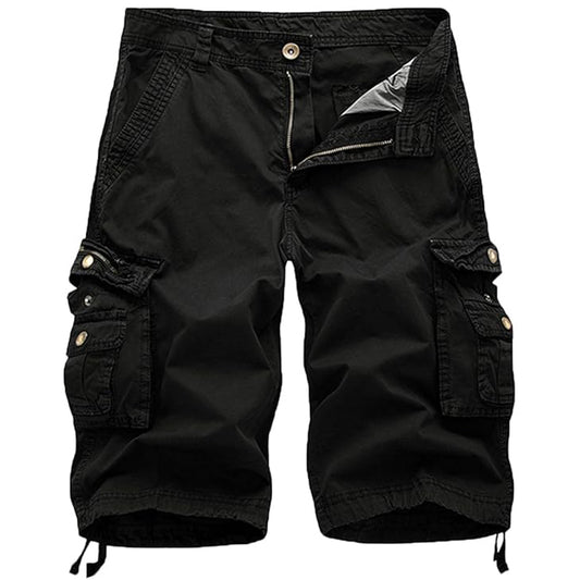 Women's Cotton Loose Fit Zipper Multi-Pockets Twill Bermuda Drawstring Women Cargo Shorts