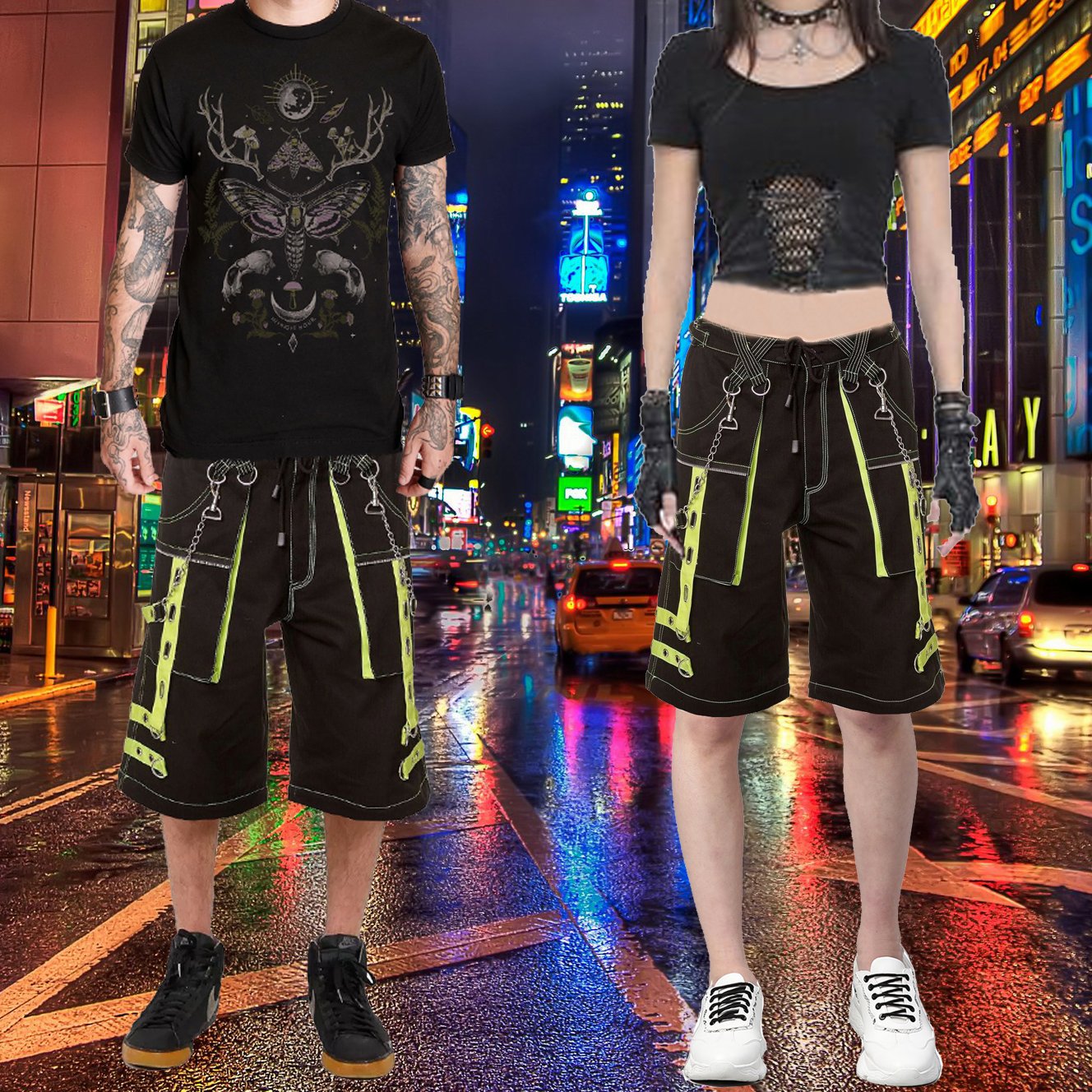 Prime Quality Gothic Men Handmade Bondage 4 Pocket Trouser Punk Rock Black with Blue Stitch Pant/USA