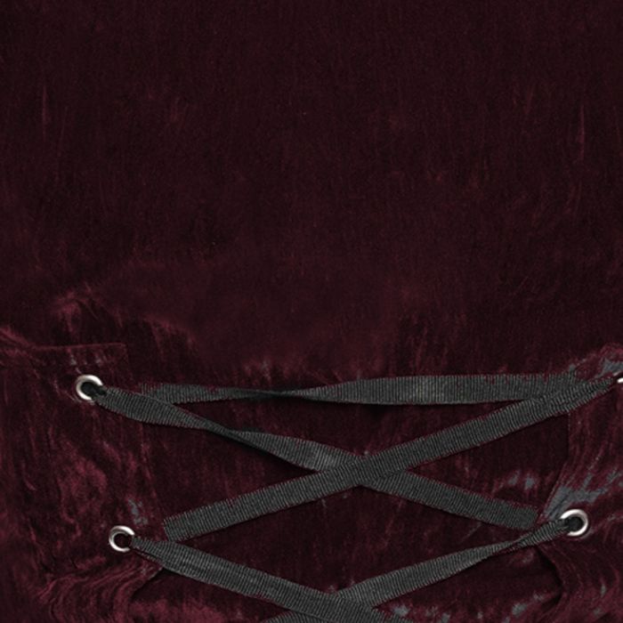 Women's Handmade Maroon Velvet Gothic Steampunk Gothic Long Coat
