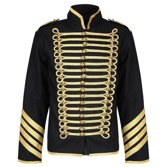 Prime Quality Handmade Men's Gothic Military Hussar Jacket Black Gold/Gold Jacket /USA