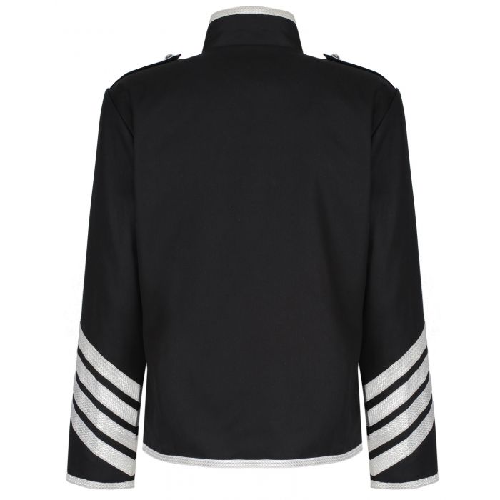 Prime Quality Handmade Men's Gothic Military Hussar Jacket Black &Amp; Silver/USA