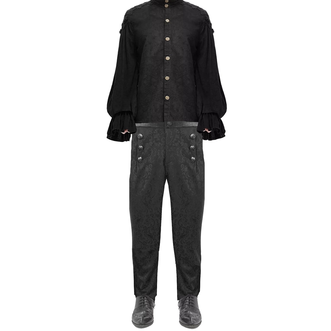 Devil Fashion Mens Gothic Aristocrat Jacquard High Waist Dress Pants