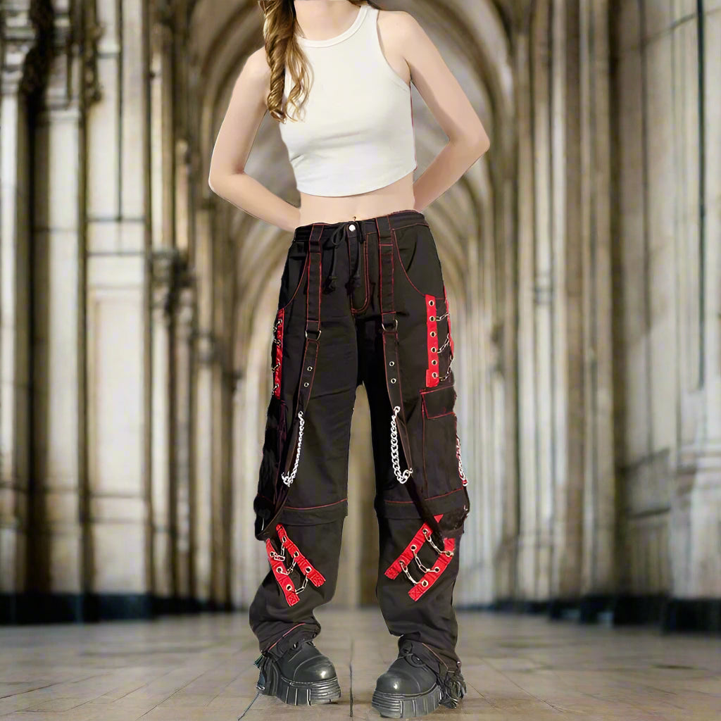 Women's Dark Gothic Baggy Unisex Cargo Metal Chain Hip Hop Wide Leg Trousers