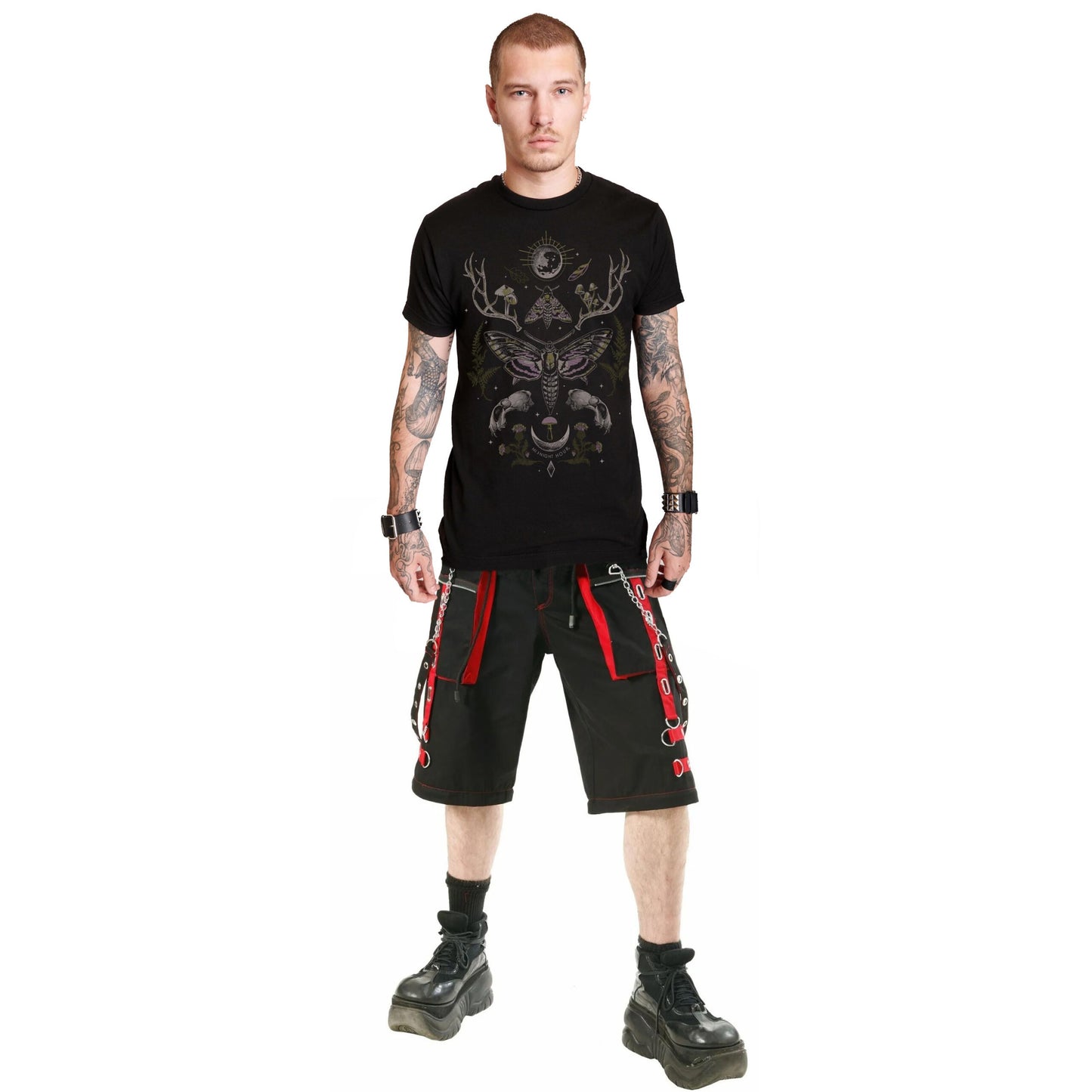 Men's Gothic Handmade Bondage Punk Rock Transformer Black Red Shorts