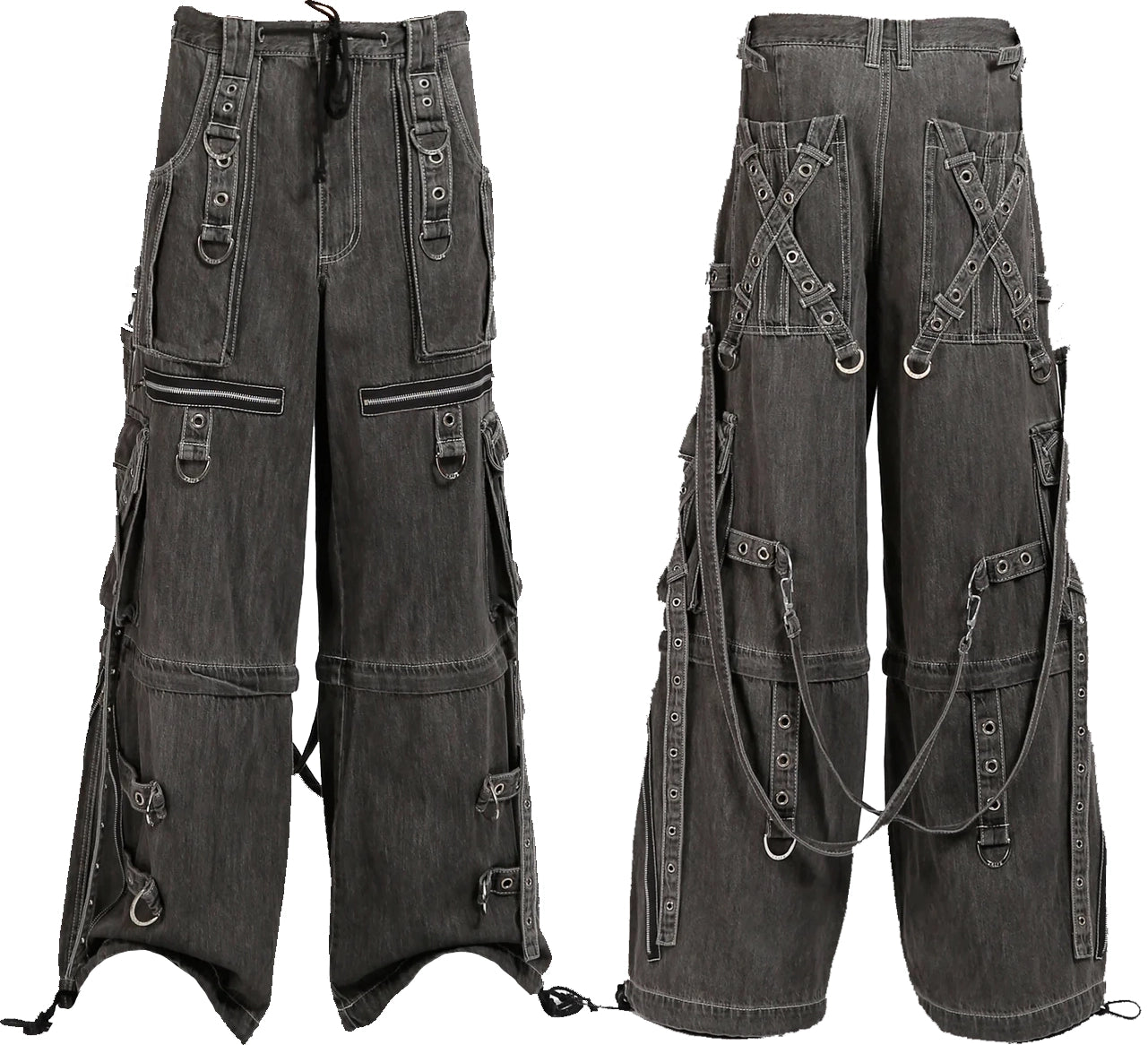 GOTHIC X-STRAP PANT BLACK DENIM