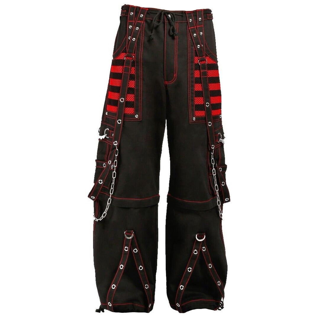 Gothic Extreme Bondage Skater Red & amp Black Punk Rocker Cyber Steampunk Biker Pant