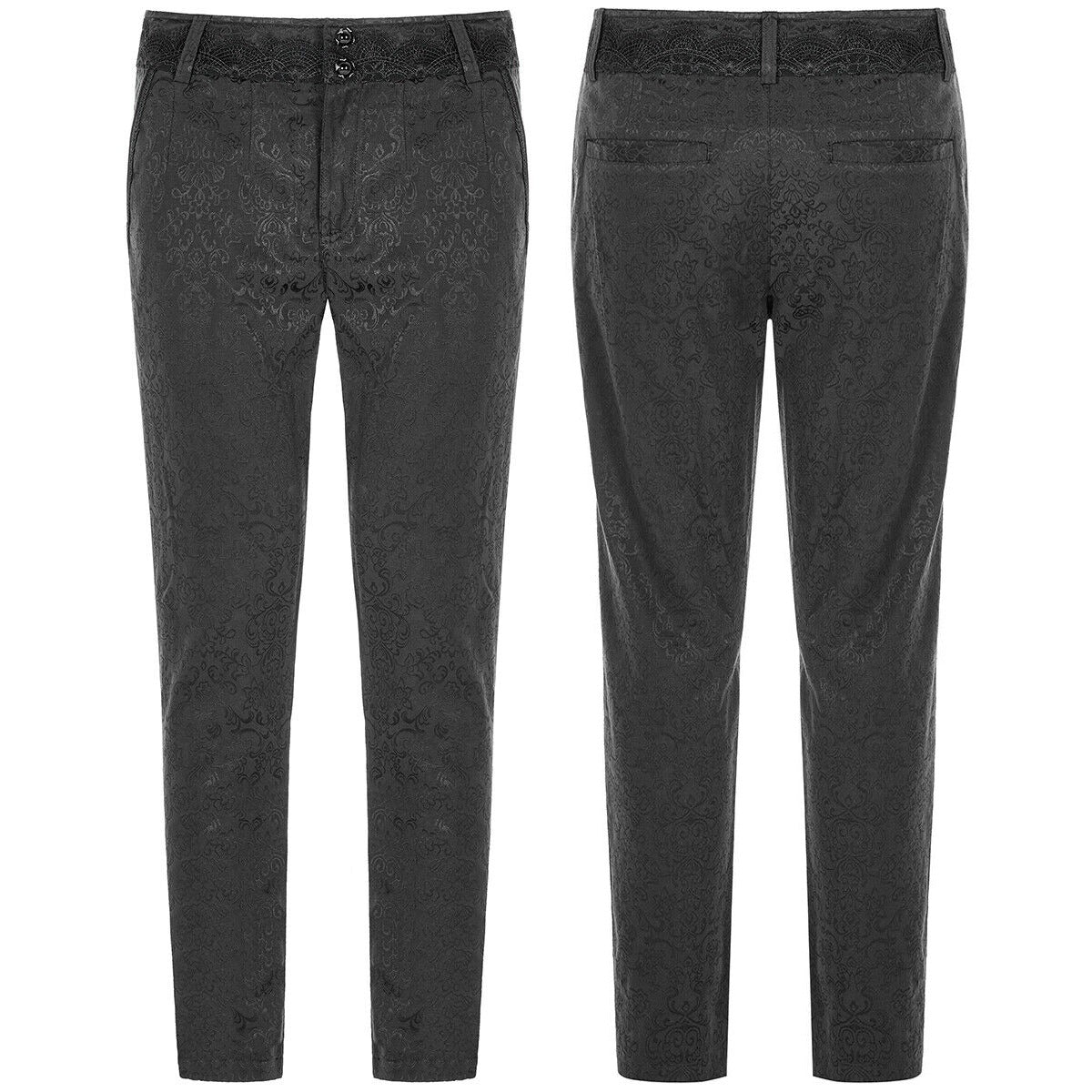 Men's Black Brocade Gothic Regency Dress Pants /Brocade Pant