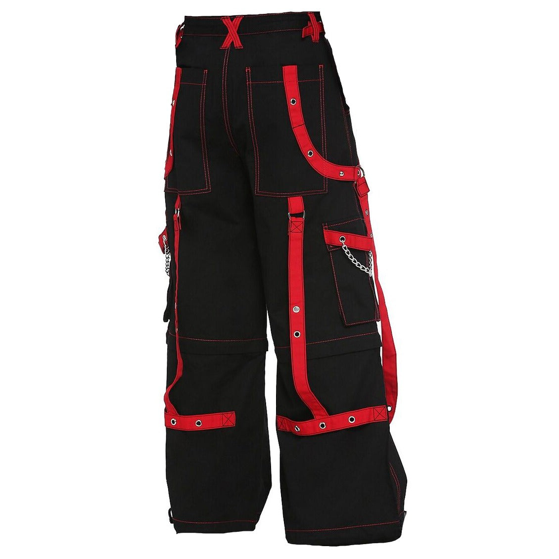 Prime Quality Handmade Gothic Bondage Men Pant Alternative Punk Rock Red/Black Emo Trouser Pant Shorts/USA