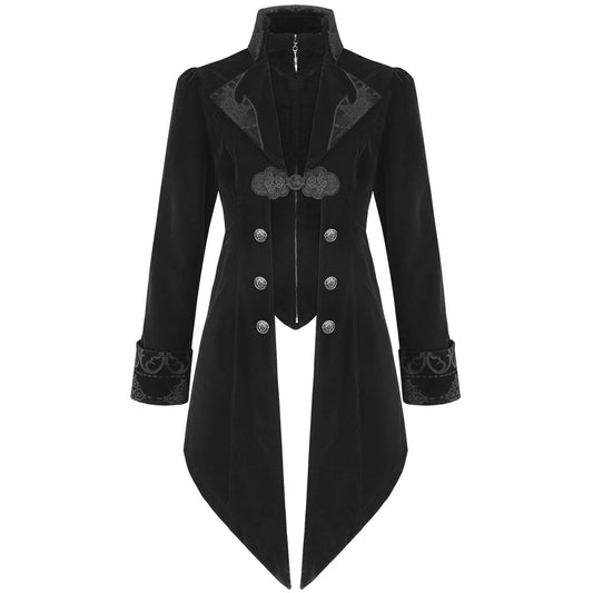 Men's Jacket Coat Black Velvet Gothic Steampunk Aristocrat