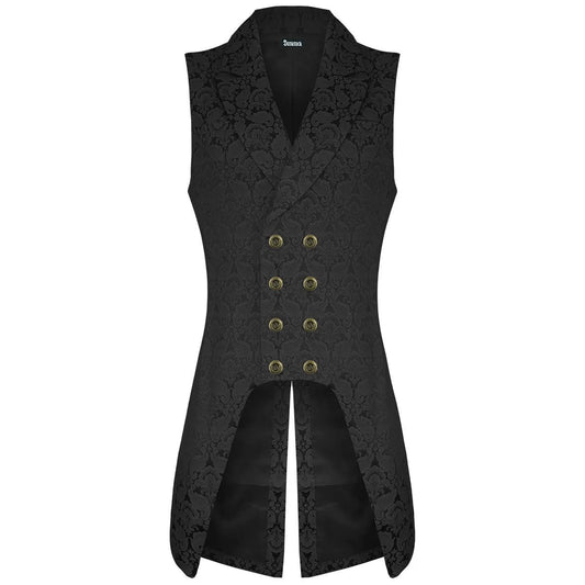Women's Double Breasted Governor Vest Waistcoat Brocade Gothic Steampunk