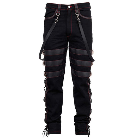 Gothic Men's Steampunk Pants Black Gothic Vintage Cotton Gens Trouser Pant