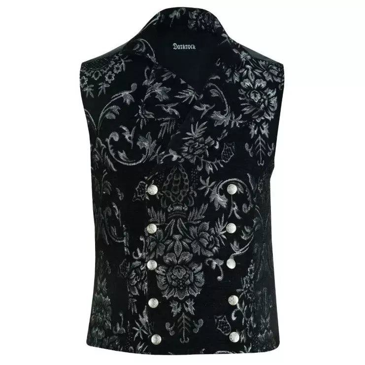 MEN'S VICTORIAN GENTLEMAN'S ARISTOCRAT VEST TAPESTRY STYLISH CASUAL VEST SILVER BLACK