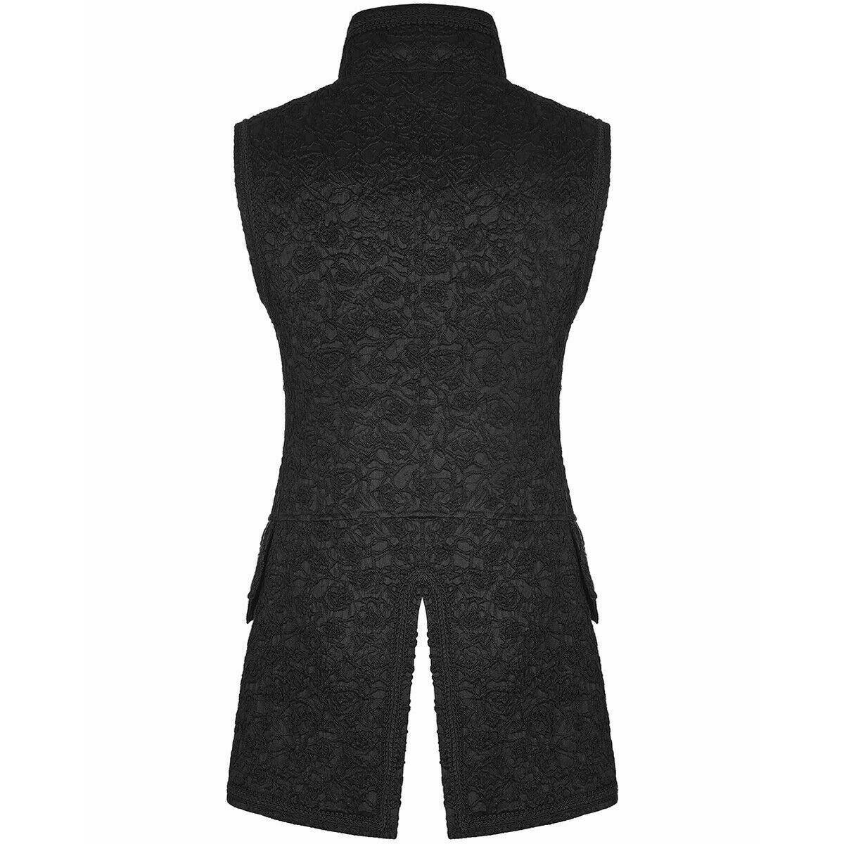 Men's Long Waistcoat Vest Black Gothic Steampunk Victorian Aristocrat