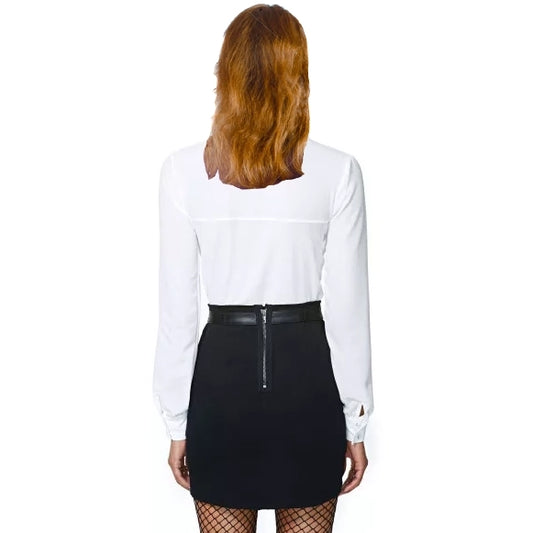 Womens Gothic Punk Vegi Leather Emo Rockabilly Bondage Skirt Tattoo