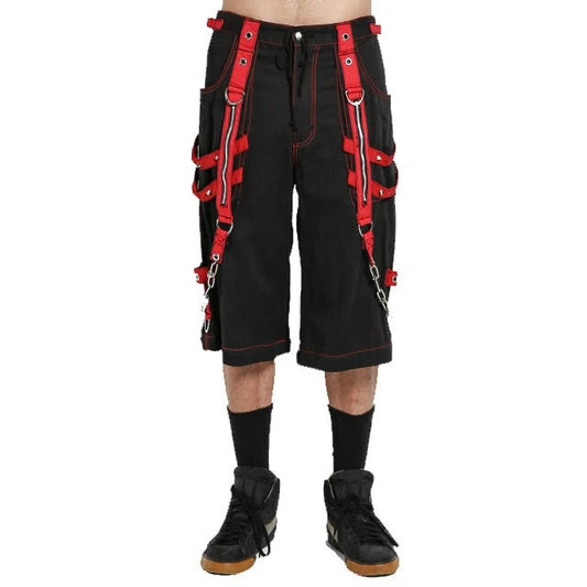 Mens Extreme Bondage Red Skater Gothic Punk Rocker Cyber Steampunk Biker Shorts