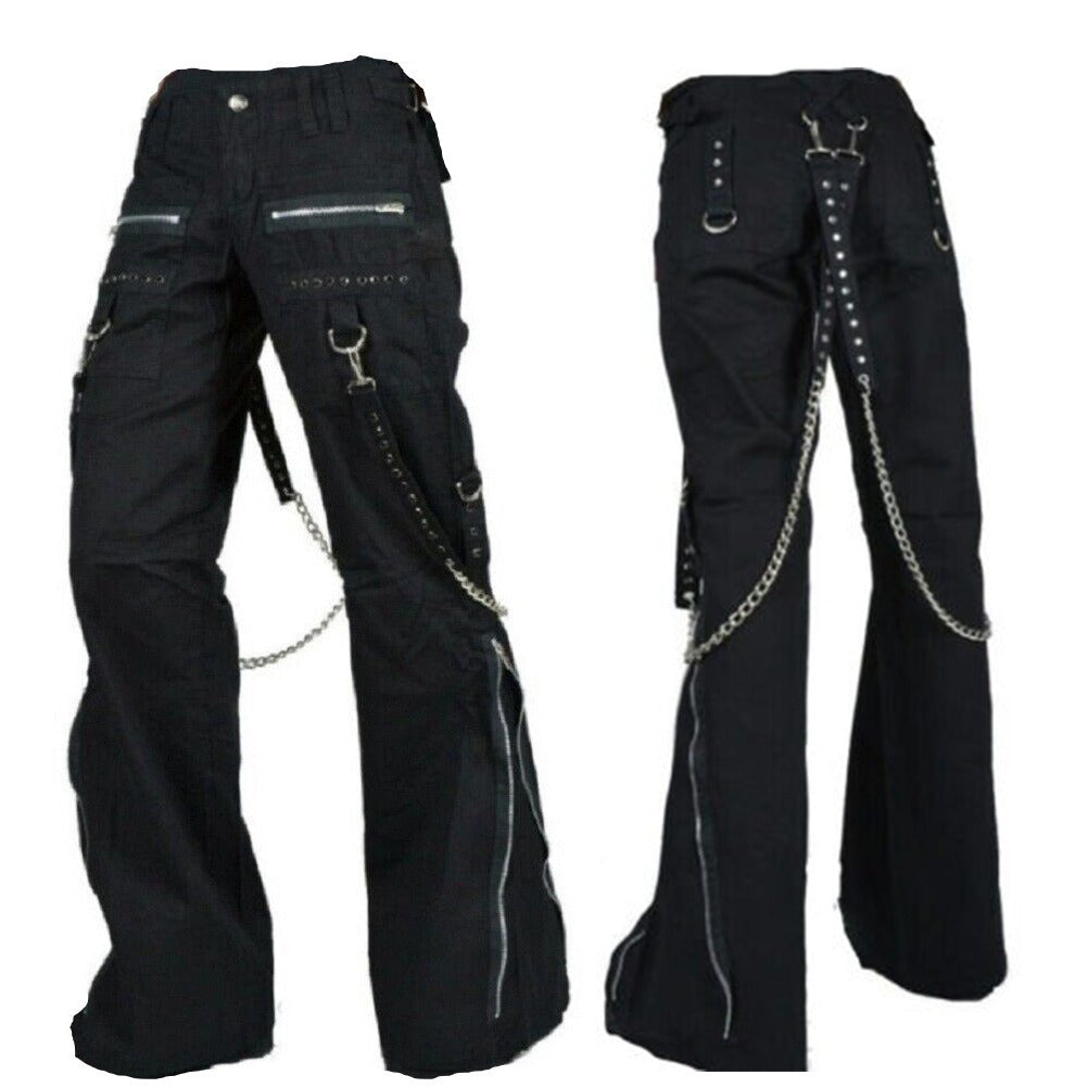 Women's Chains Black Rhinestones Gothic Punk Emo Pants Straps Baggy Pants