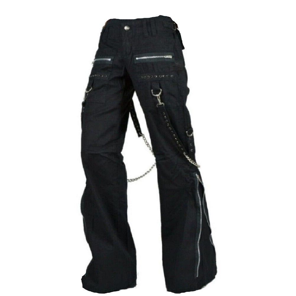 Women's Chains Black Rhinestones Gothic Punk Emo Pants Straps Baggy Pants
