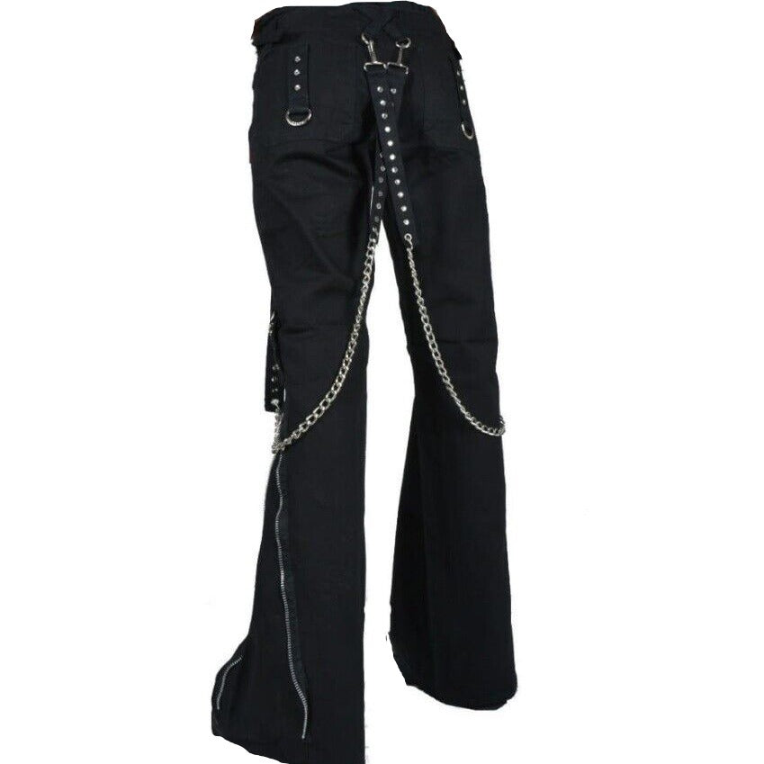 Women's Chains Black Rhinestones Gothic Punk Emo Pants Straps Baggy Pants