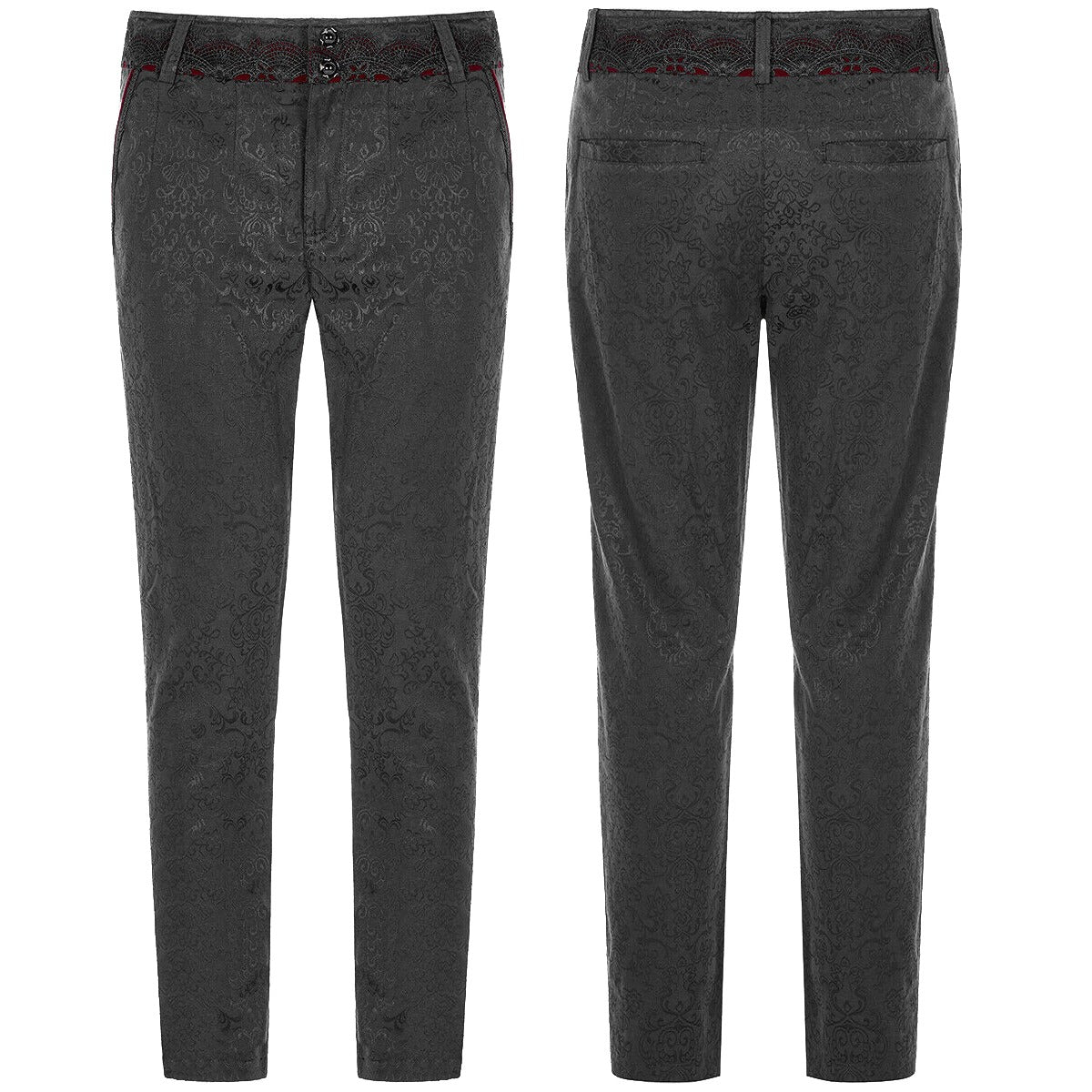 Gothic Men's Pants Trousers Black Brocade Maroon Velvet Steampunk VTG Vampire