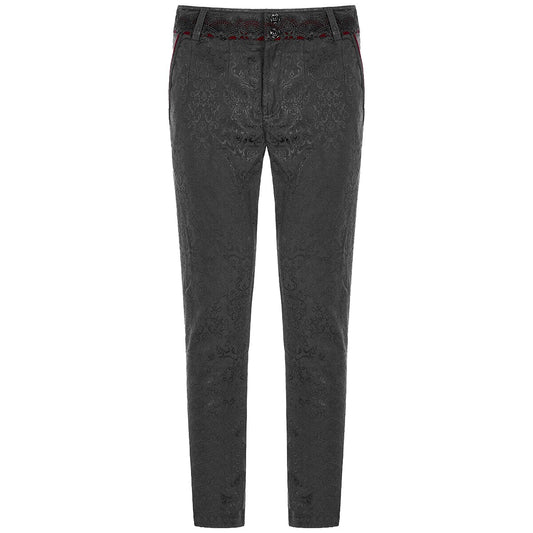 Gothic Men's Pants Trousers Black Brocade Maroon Velvet Steampunk VTG Vampire