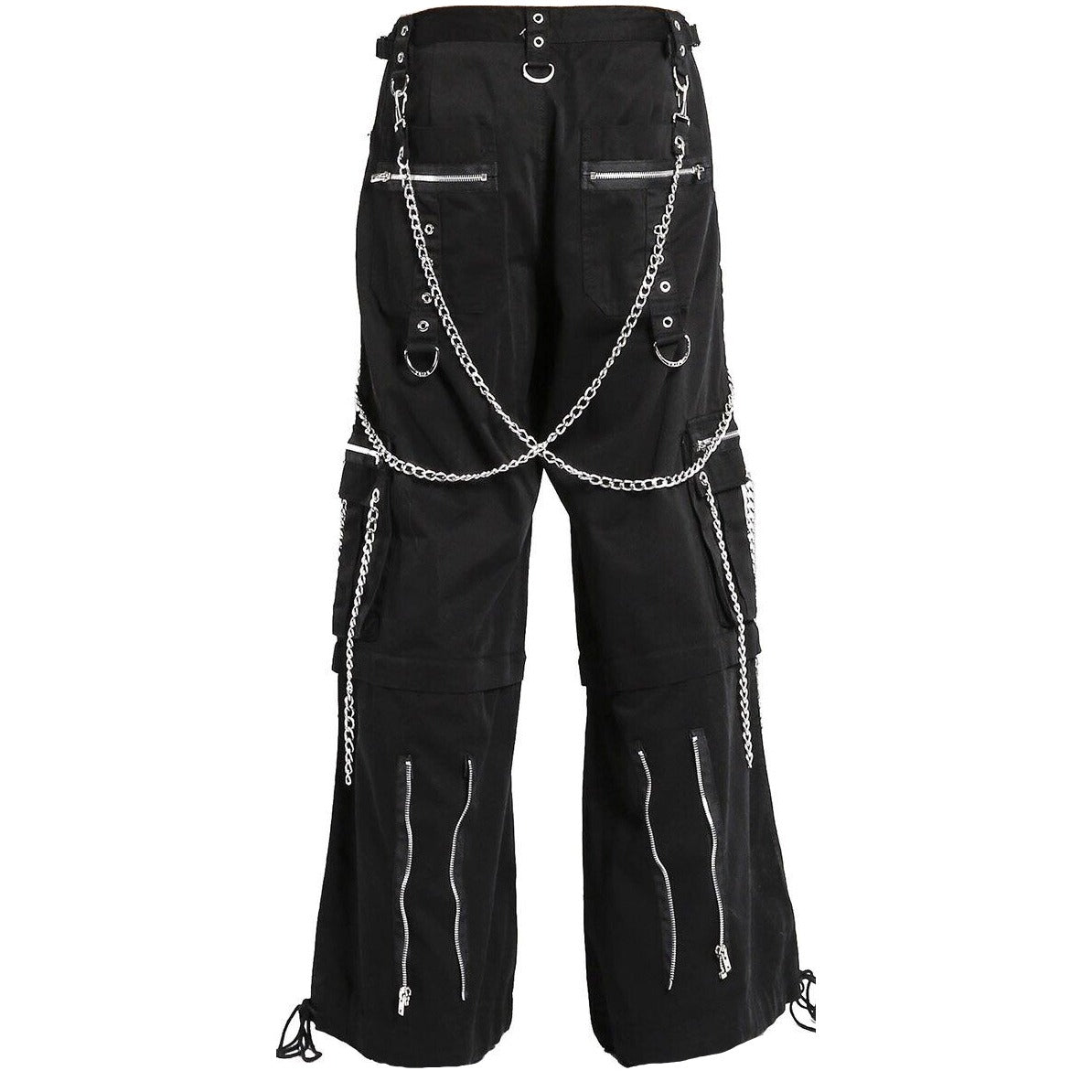 Gothic Straps Zipper Trousers Punk Rock Studs Metal &Amp; Amp Chain Trouser Pants