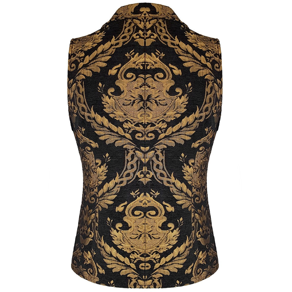 Prime Quality Men's Handmade Gold Black Victorian Cavalier Waistcoat Vest