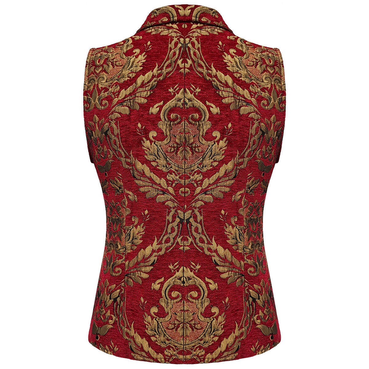 Prime Quality Men's Handmade Red/Gold Victorian Cavalier Waistcoat Vest