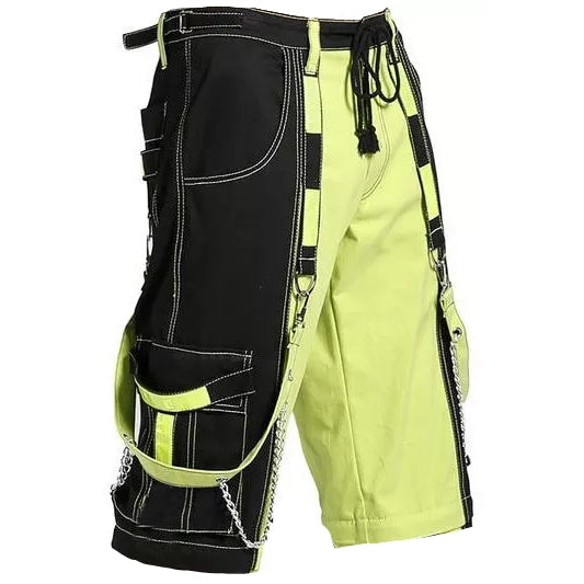 Prime Quality Men Extreme Bondage Limelight Lime Green Skater Gothic Punk Rocker Cyber Goth Steampunk Biker Shorts