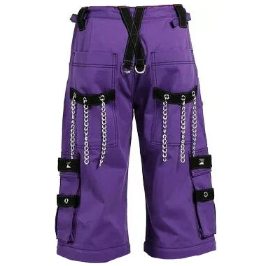 Gothic Bondage Handmade Men Short Alternative Punk Rock Transformer Trouser Purple Baggy