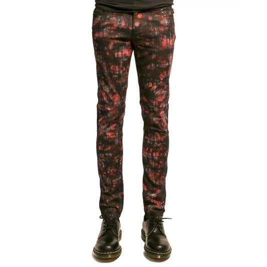 Gothic Red Tartan Plain Vintage Punk Buckle Zips Chain Strap Trousers Trip Pant