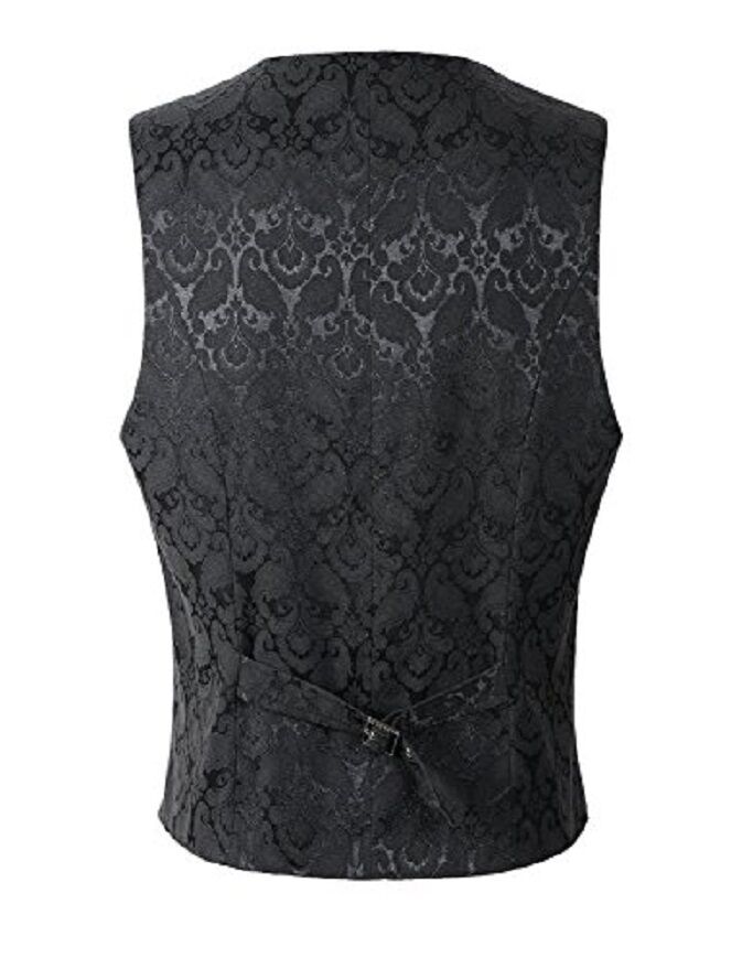 Men's Waistcoat Vest Black Brocade Gothic Steampunk VTG /USA