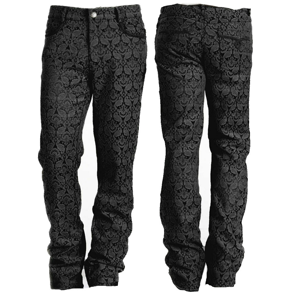 Men Trousers Pants Black Brocade Steampunk VTG Vintage Gothic Victorian