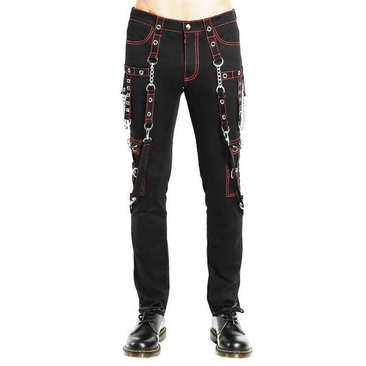 Gothic Men's Military Officer Trousers Black Red/Black Pants