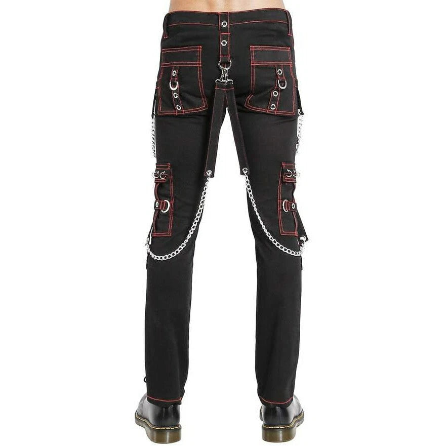 Gothic Men's Military Officer Trousers Black Red/Black Pants