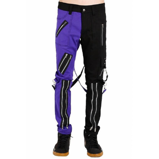 Gothic Bondage Men Pant Alternative Punk Rock Split Leg Purple Black Emo Trouser Pant USA